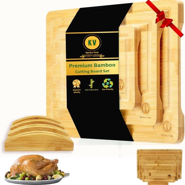 Bamboo Cutting Board Set 3-Piece with Juice Groove