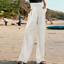 Linen Blend Wide-Leg Trousers Casual Summer Pants 1