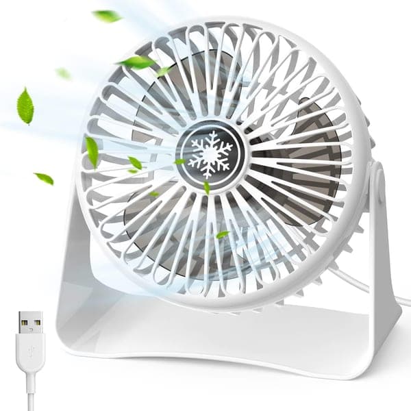 USB Mini Desk Fan Dual-Mode 3-Speed Quiet Office