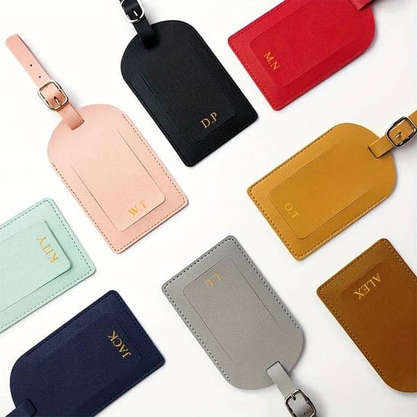 Leather Luggage Tags Set of 4 Personalised Travel