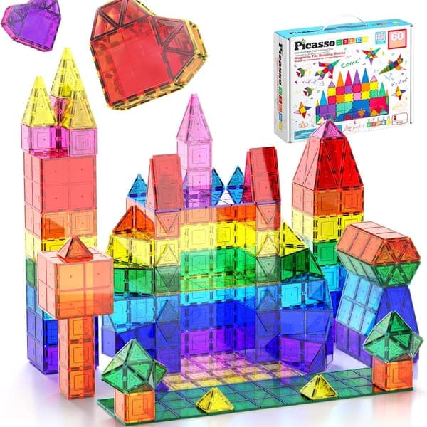 Magnetic Building Tiles 60-Piece STEM Toy Ages 3+