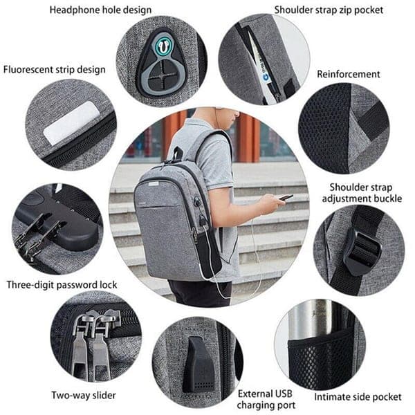 Anti-Theft Laptop Backpack (USB Charging Port)